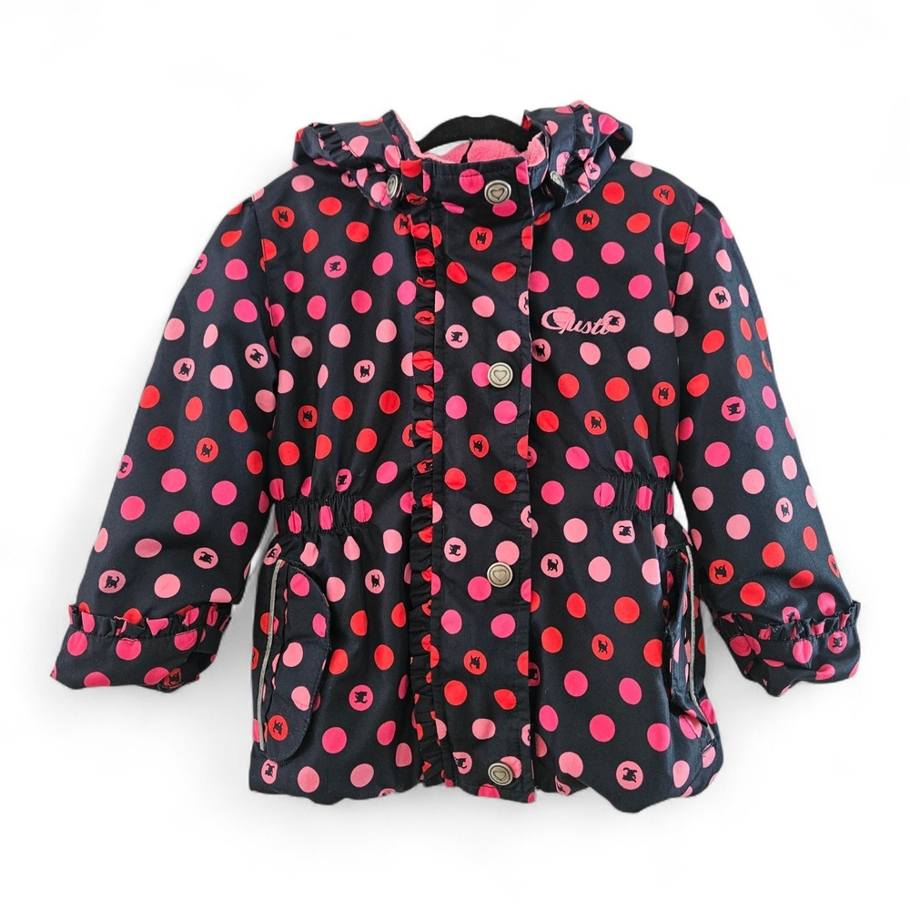 Gusti Canada Toddler Girls Polka Dot Hooded Jacket Pink Black Size 2T